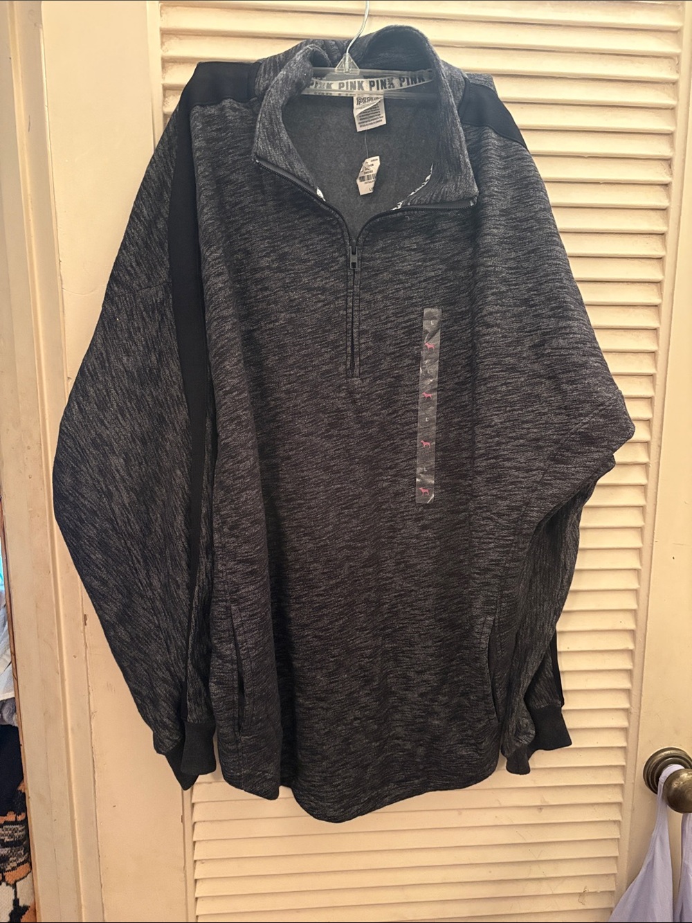 PINK Victoria's Secret Men’s Dark Gray Half-Zip Pullover Sweater